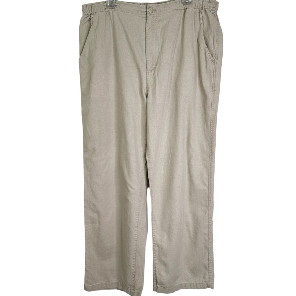 DKNY Jeans Straight Relaxed Fit Linen Blend Khaki Pants in Light Tan Men’s Sz 36